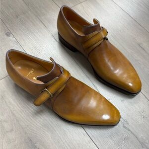 Corthay Paris ARCA BUCKLE Brown Leather Men's Dress Shoes